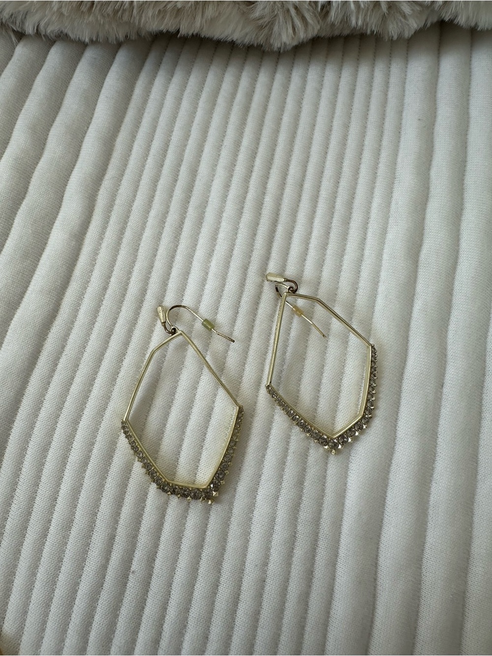 Gold Geometric Hoop Earrings with Crystal Accents